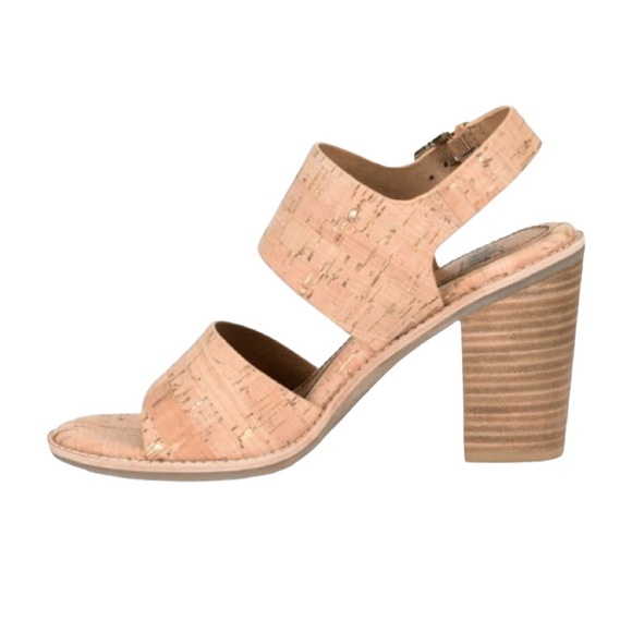 Sofft Pierz Tan Cork & Metallic Gold Chunky Heel Sandals in Gold Natural - 9.5 - Picture 2 of 16